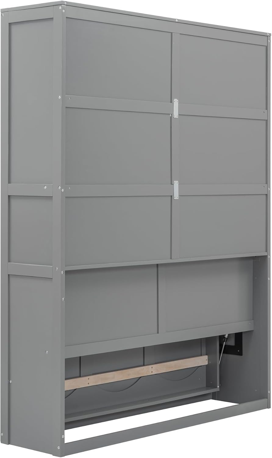 Gray Queen Size Murphy Bed with Shelves H9089