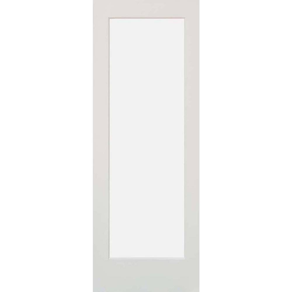 24 in. x 80 in. 1-Lite Satin Etch Solid Core MDF Primed Left-Hand Single Prehung Interior Door G177653