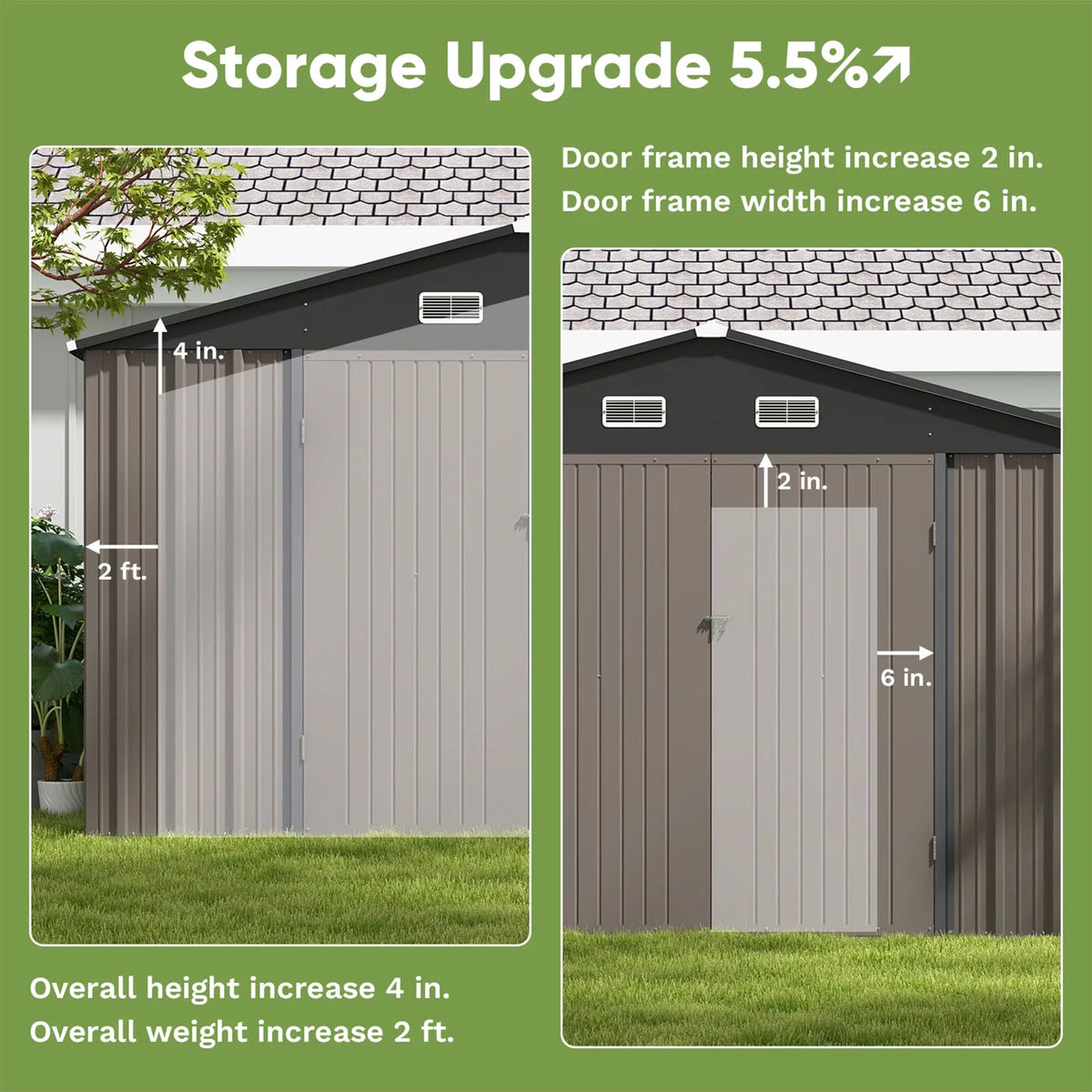 10 x 10 ft Outdoor Storage Metal Shed, Brown M7704