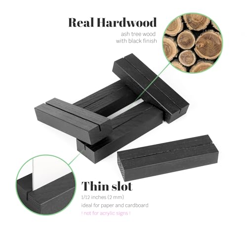 10 Pack Black Wooden Place Card Holder A612