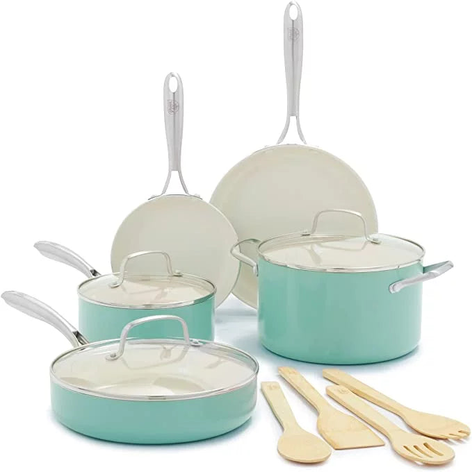 12-Piece Non-Stick Ceramic Cookware Set, Turquoise A91861