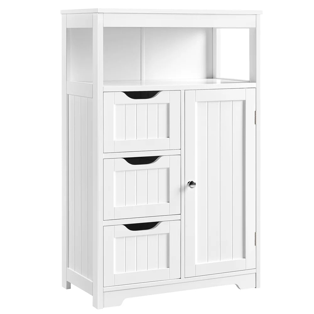 White MDF Wooden Bathroom Floor Cabinet with Drawers T828