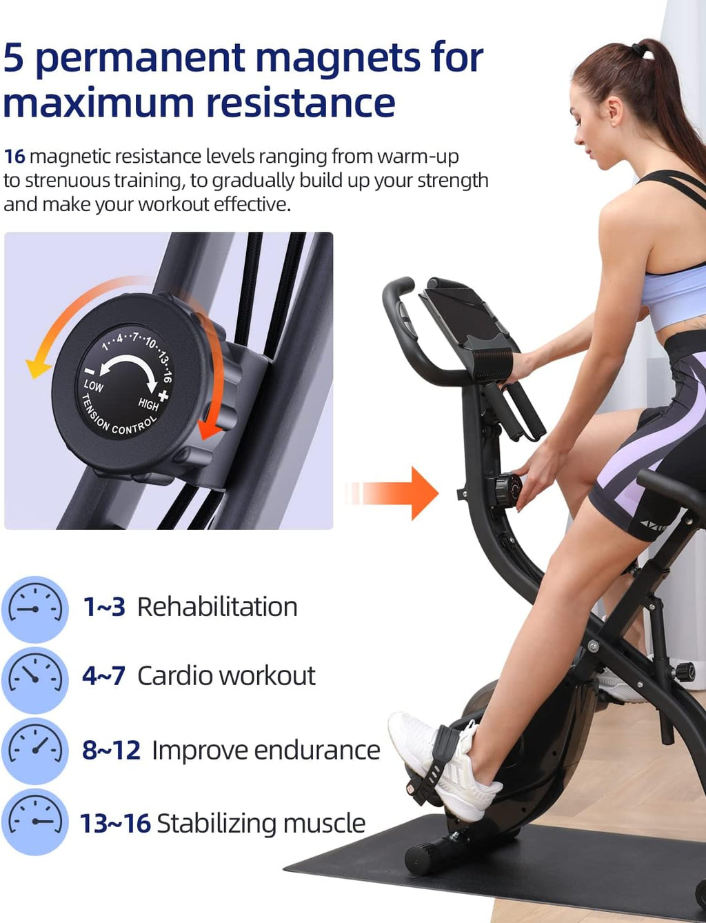 Folding Indoor Cycling Bike with 16 Level Magnetic Resistance J83804