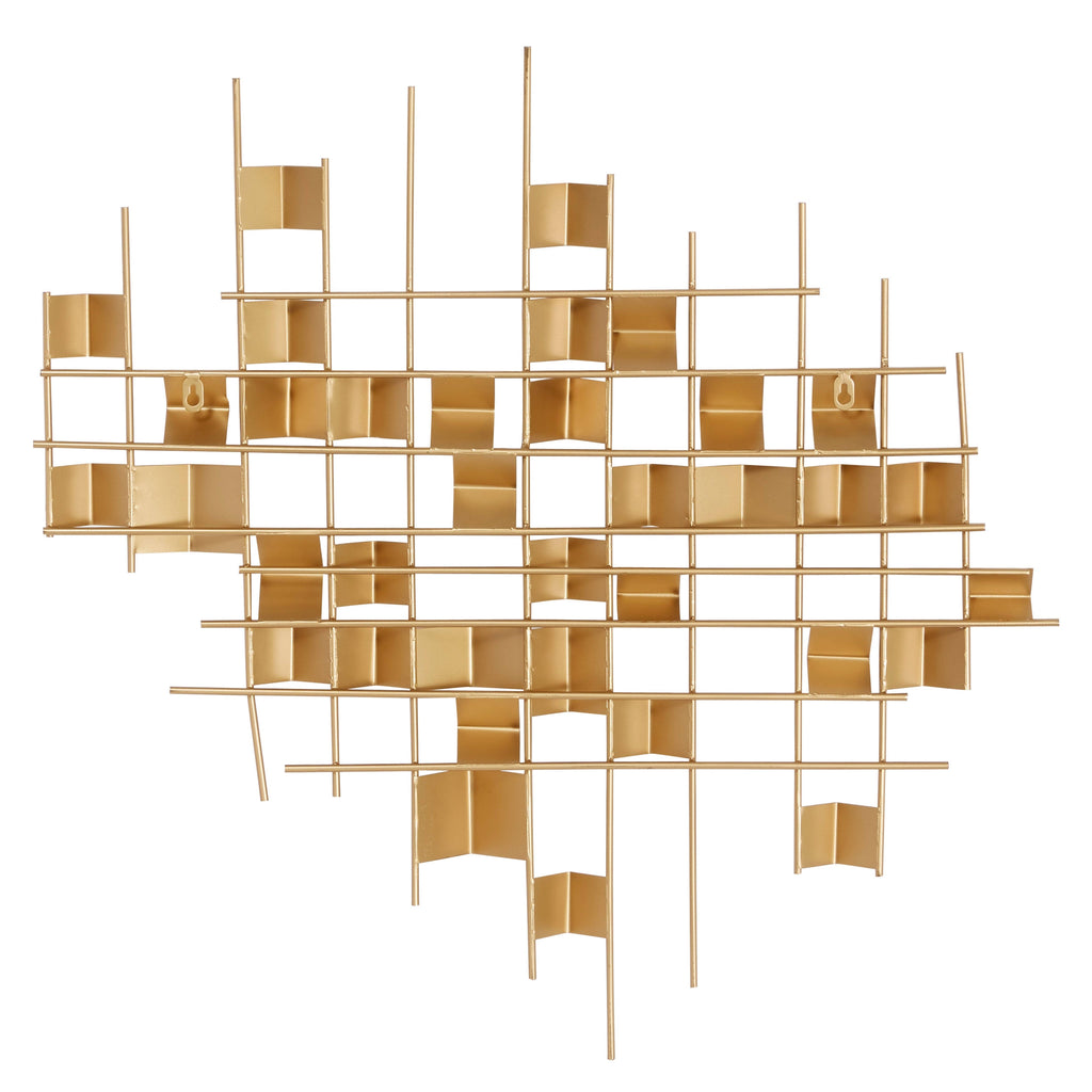 Abstract Angled Gold Metal Wall Decor A756435
