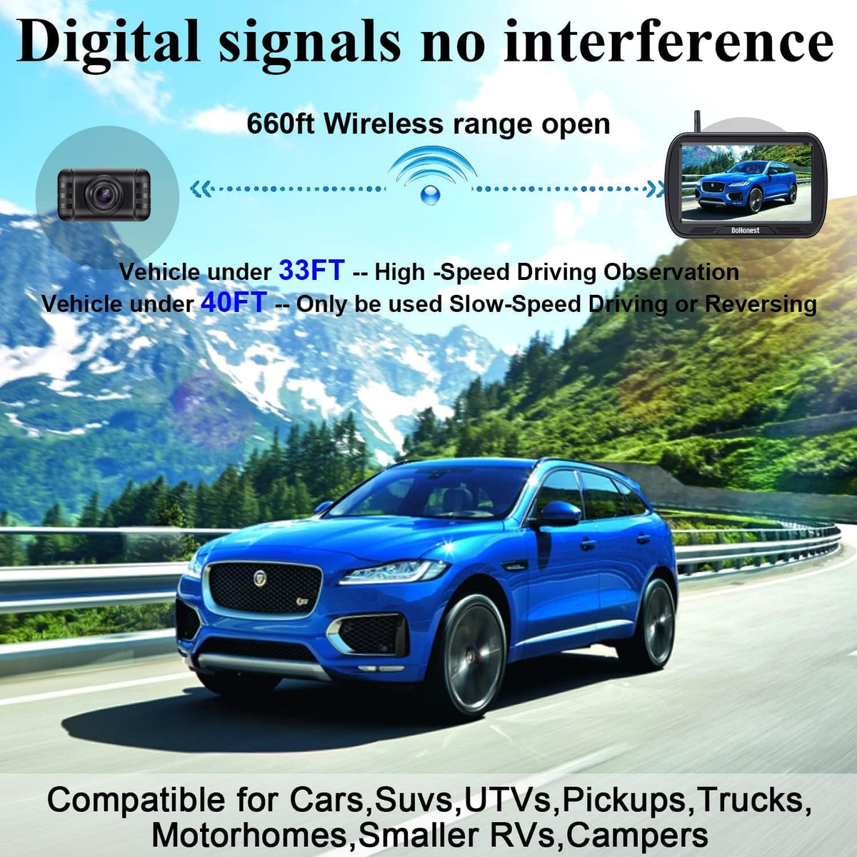 Wireless Backup Camera with 5'' Monitor HD 1080P R1871