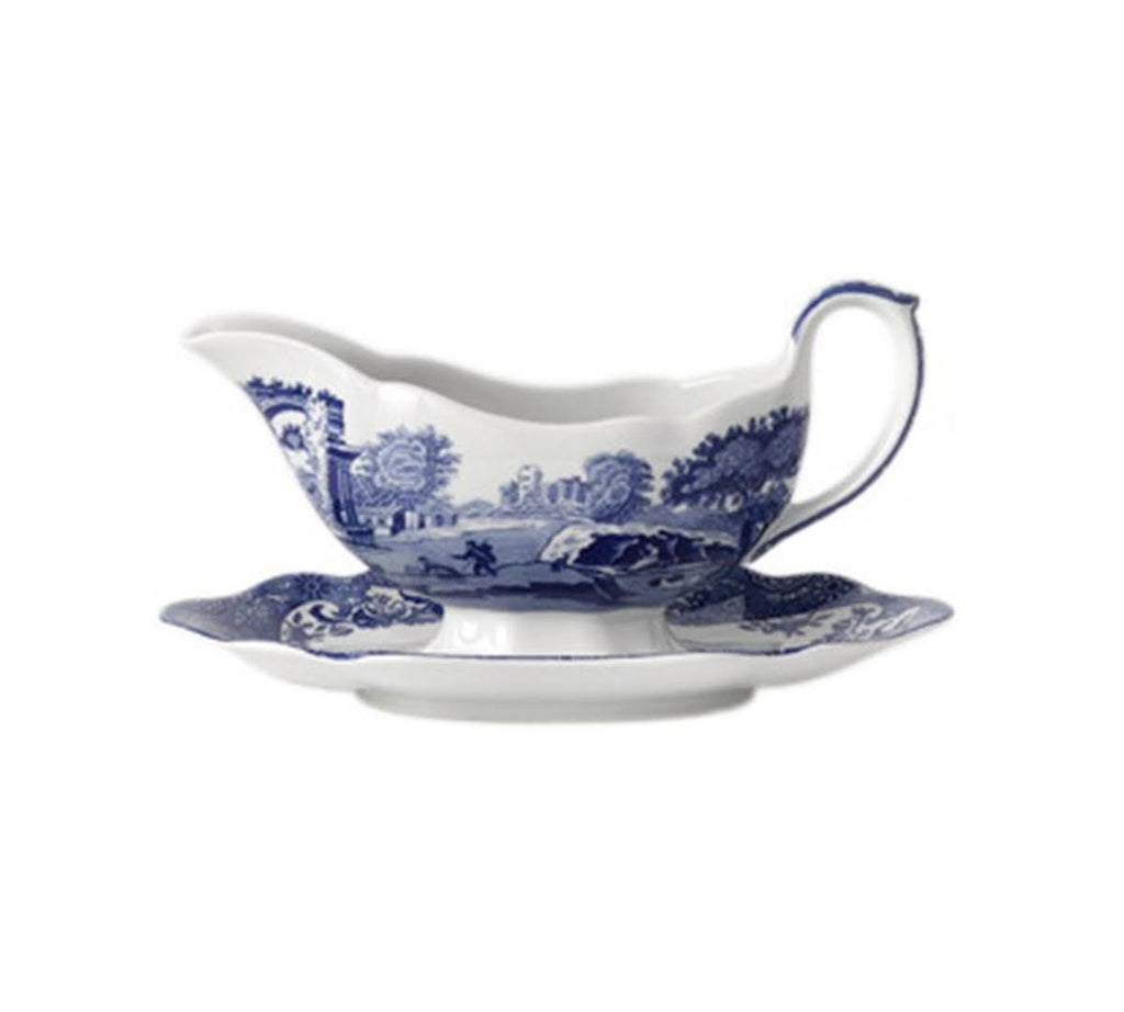 Blue Italian Sauce Boat and Stand V418