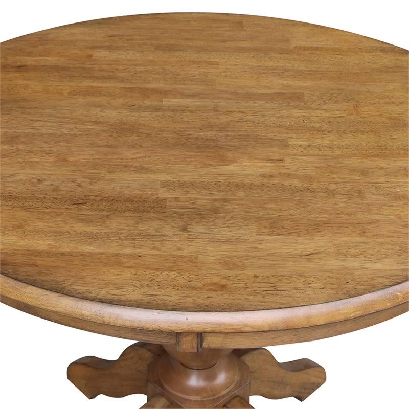 Pecan Round Top Pedestal Table with 2 Chairs F90803