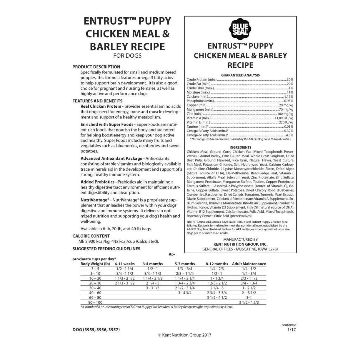 Puppy Chicken Meal & Barley Recipe G160
