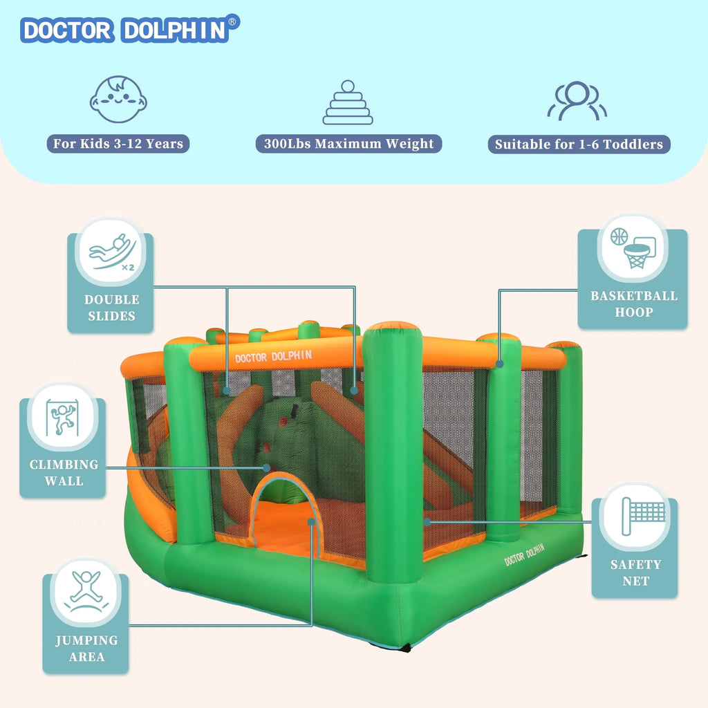 Inflatable Bounce House with Double Slide K649365