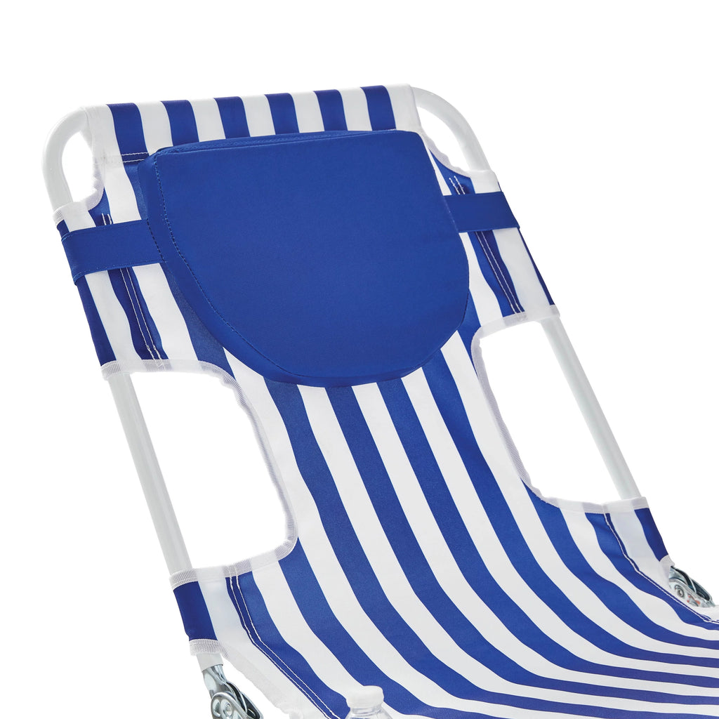 Blue & White Stripe Folding Beach Lounger 2-Pack Y71003