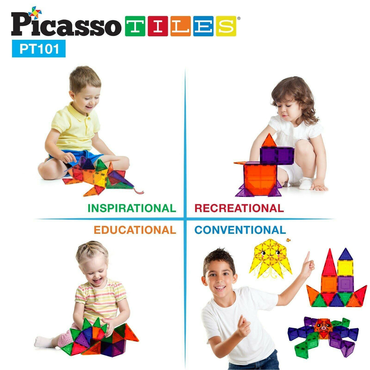 101-Pc Magnetic Building Block Set Y71250