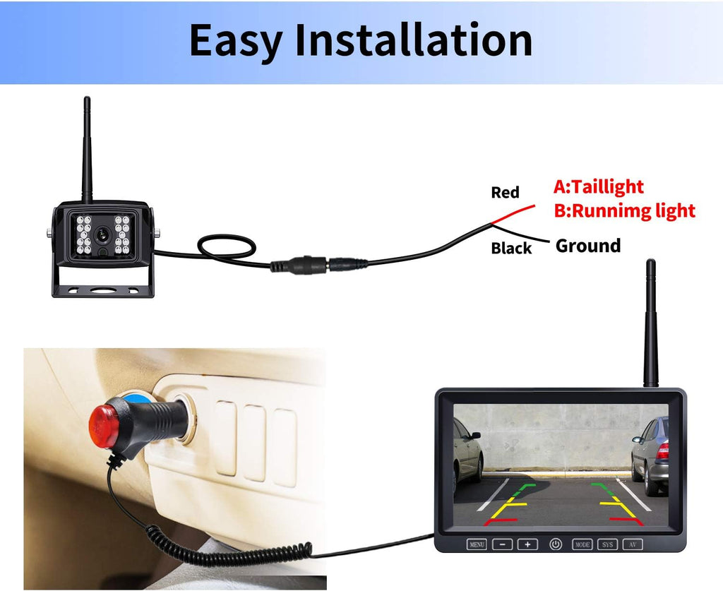 9 Inch Wireless Backup Camera System with DVR Quad Split Monitor Y783