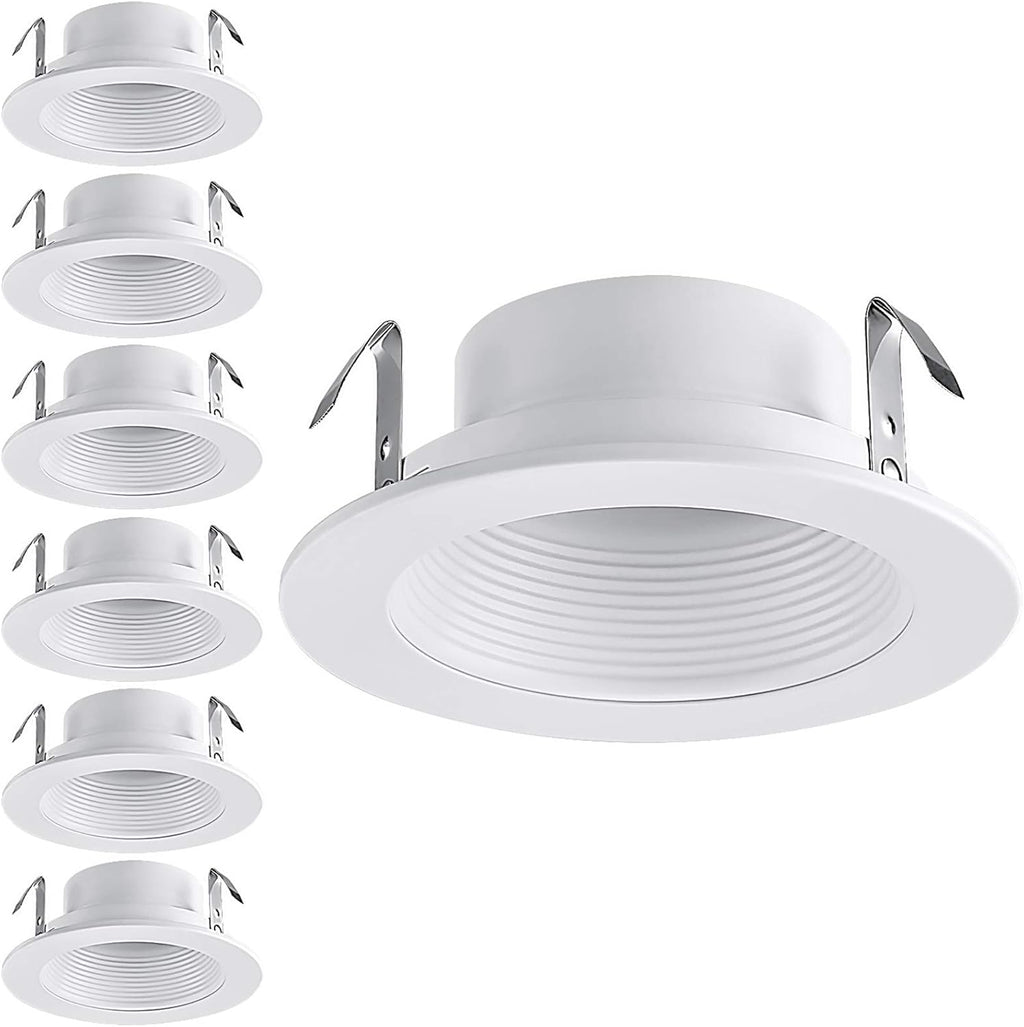 4 Inch Recessed Light Trim with Satin Nickel Step Baffle, Pack of 6 I656189