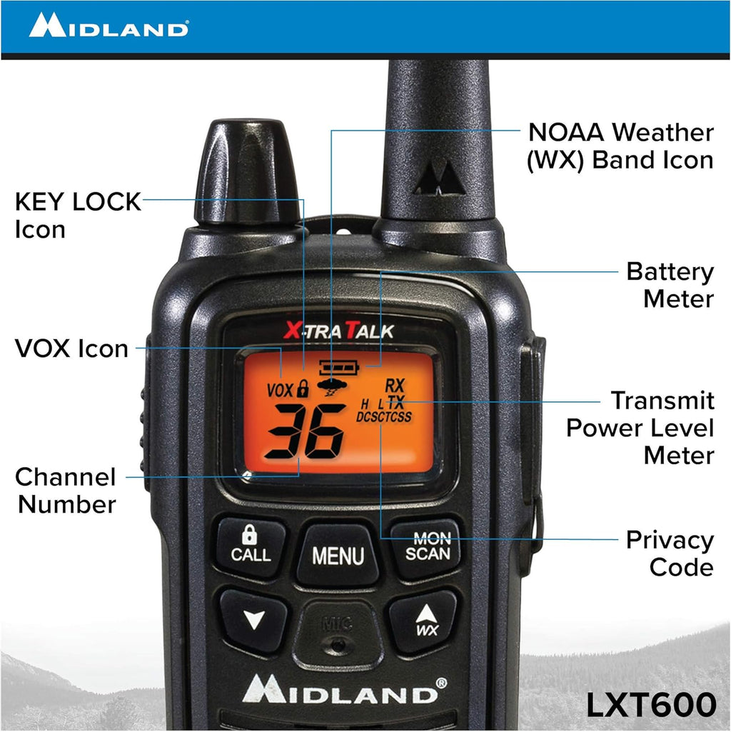 36 Channel FRS Two-Way Radio Walkie Talkie Black Pack of 10 T805