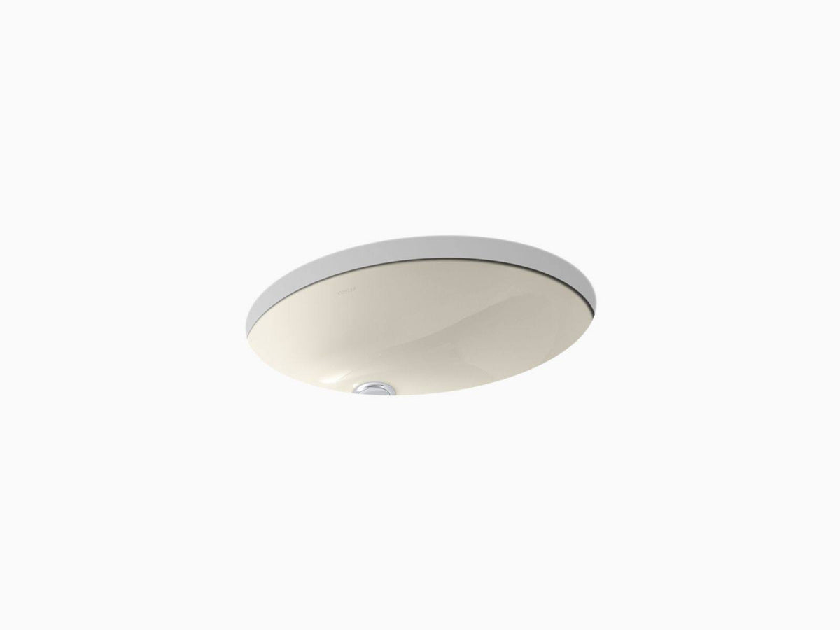 Almond Oval Undermount Bathroom Sink with Overflow J1653