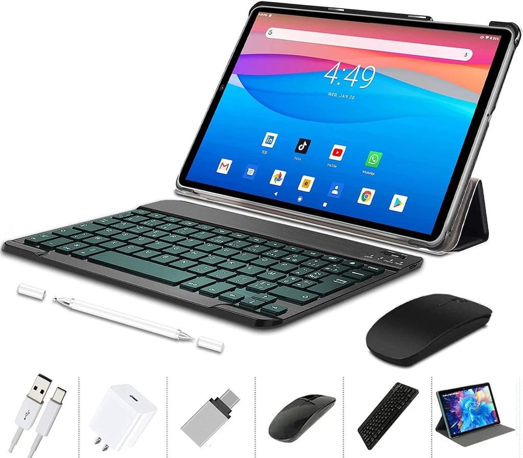 Pink Tablet with Wireless Keyboard Case and Mouse K728