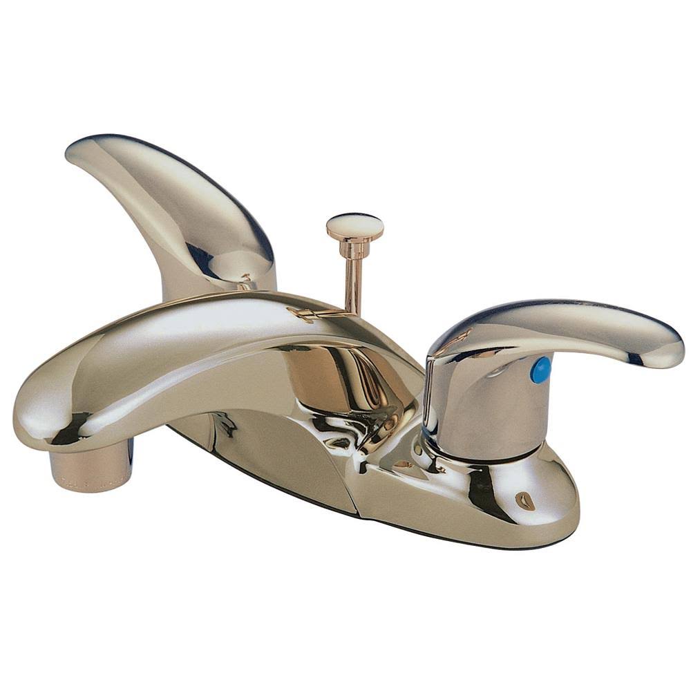 Satin Nickel Chrome Two-Handle Centerset Lavatory Faucet with Pop-Up I56754