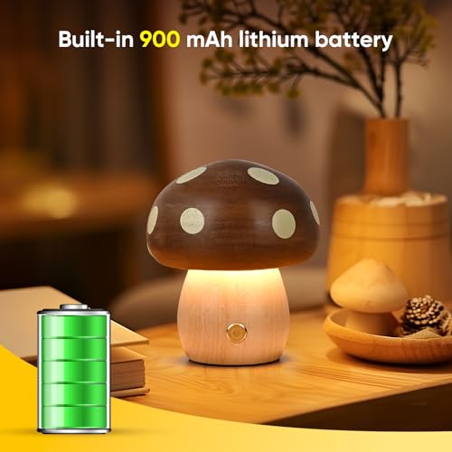 2 Pack Wood Mushroom Table Lamp V495