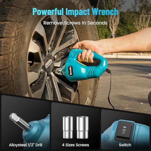 5 Ton 12V Hydraulic Electric Car Jack Kit with Impact Wrench and Tire Inflator Pump V395