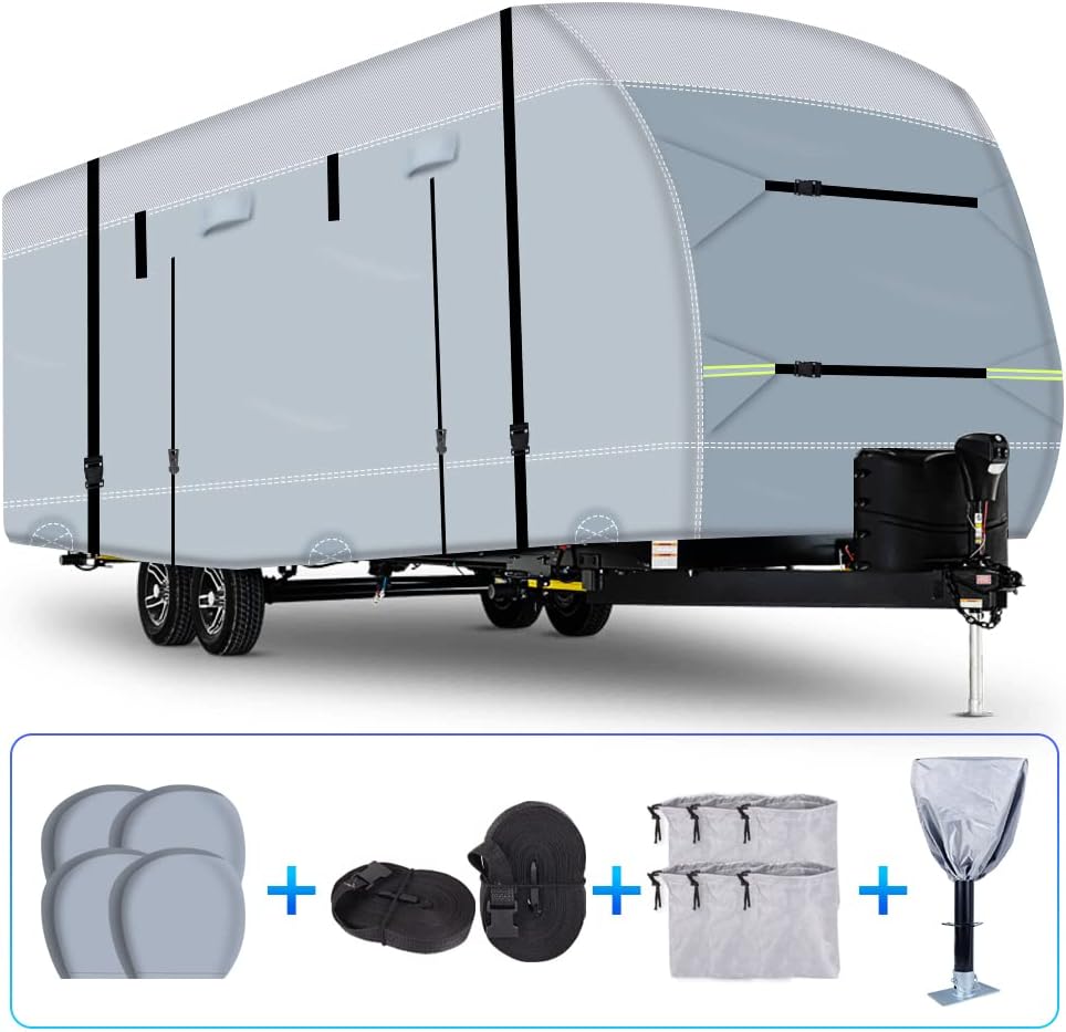 600D Ripstop RV Cover with 4 Tire Covers & Tongue Jack Cover & 6 Gutter Cover R655672