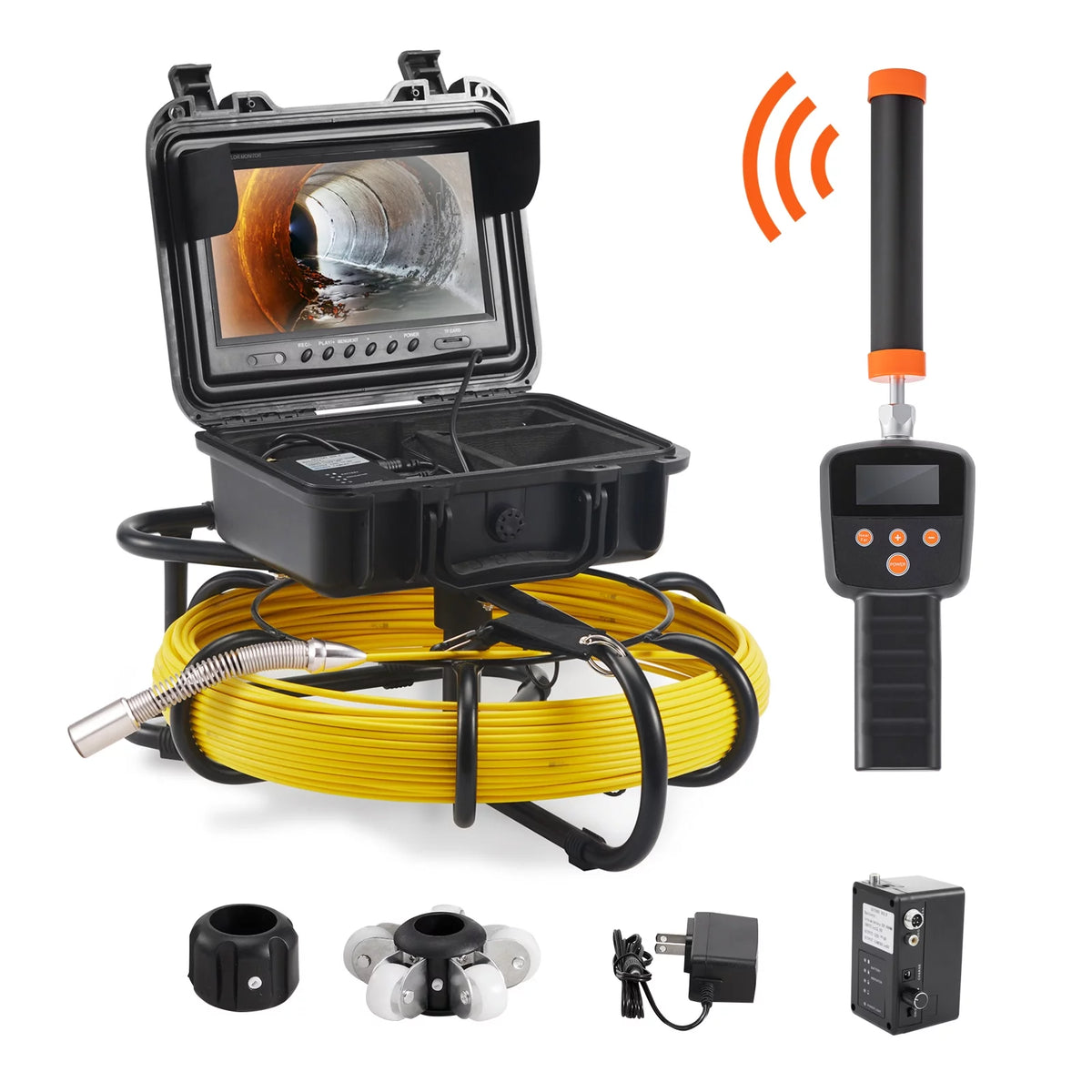 Sewer Camera Pipe Inspection Camera with 512hz Sonde 9in 720p Screen 164 ft P4851
