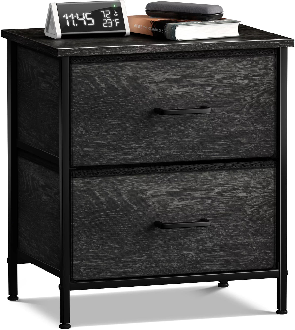 2 Faux Wood Drawer Nightstand Dresser S857