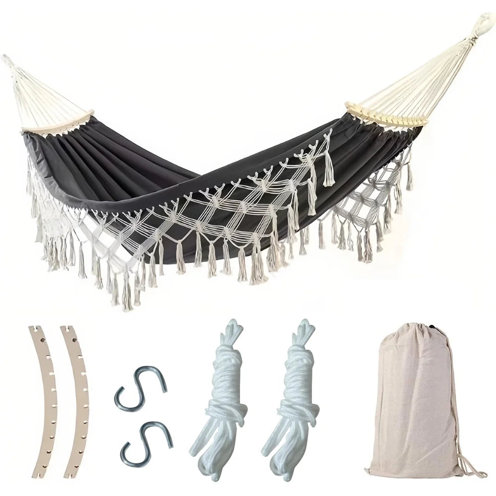 Double Macrame Hammock Swing Bed U543441