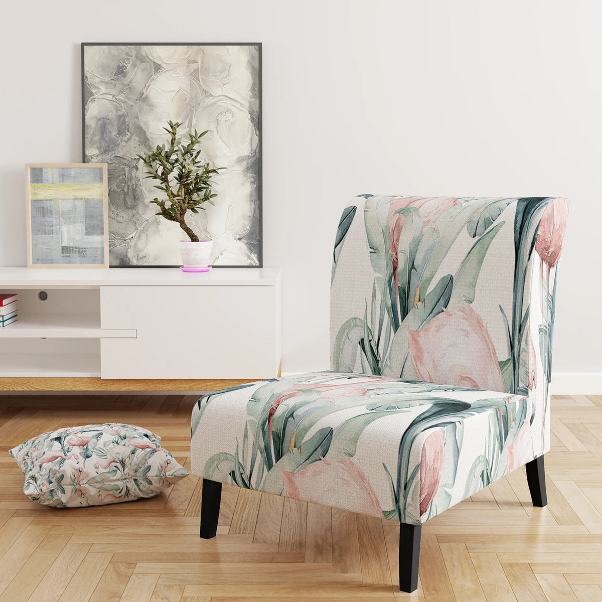 Upholstered Patterned Accent Chair and Arm Chair N38110
