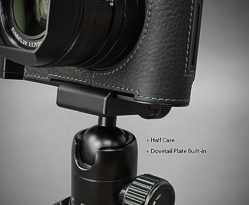 Black Leather Camera Half Case with Metal Grip L4091