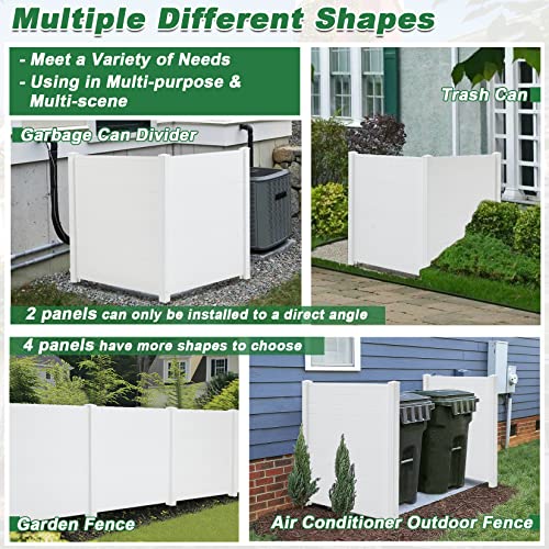 White 2 Panel Outdoor Privacy Screen with Iron Stakes Z1309