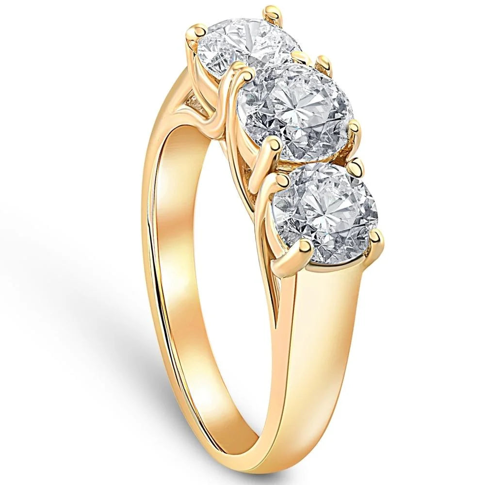 3ct Diamond Three Stone Ring 14k Yellow Gold H179371