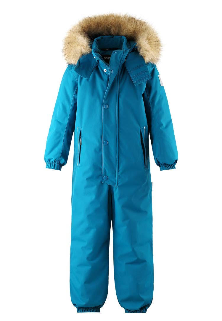 Blue Faux Fur Hood Winter Overall Y457