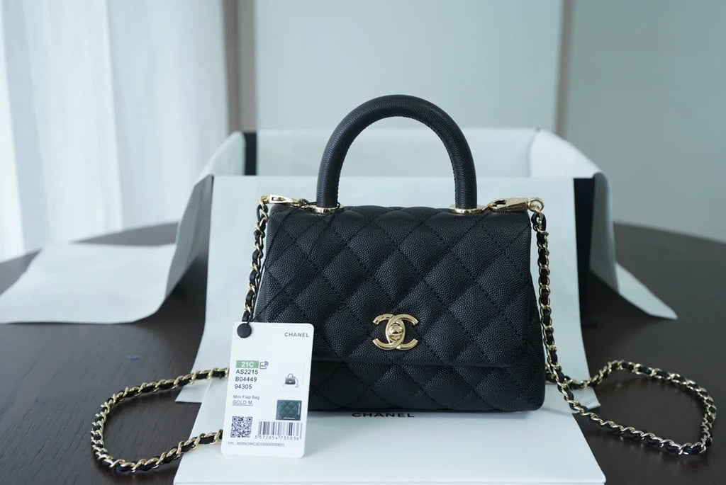 Black Top Handle Flap Bag A6680