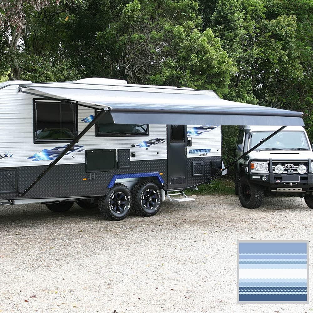 Ocean Blue 10 Feet Vinyl RV Awning Canopy Replacement G87413