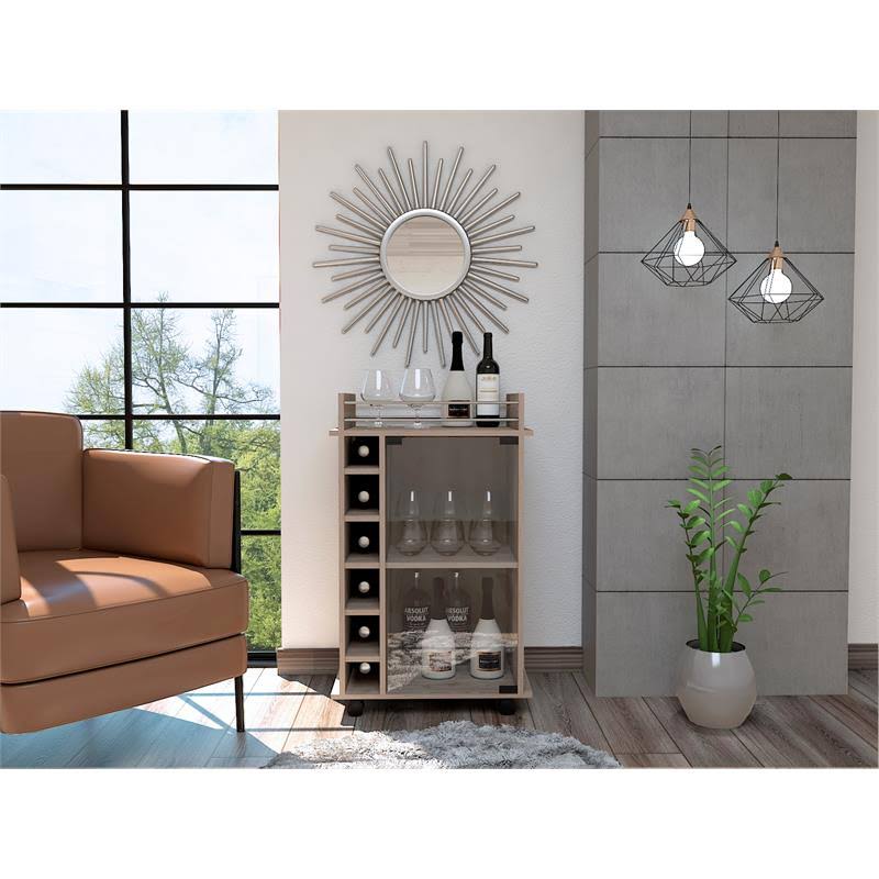 Light Gray Glass Door Bar Cart H78543