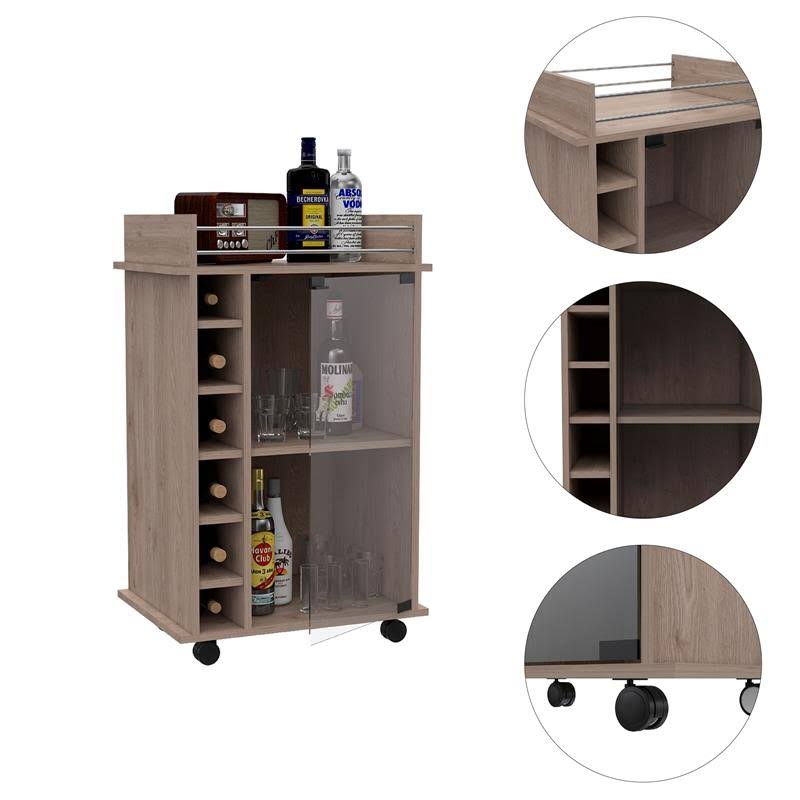 Light Gray Glass Door Bar Cart H78543