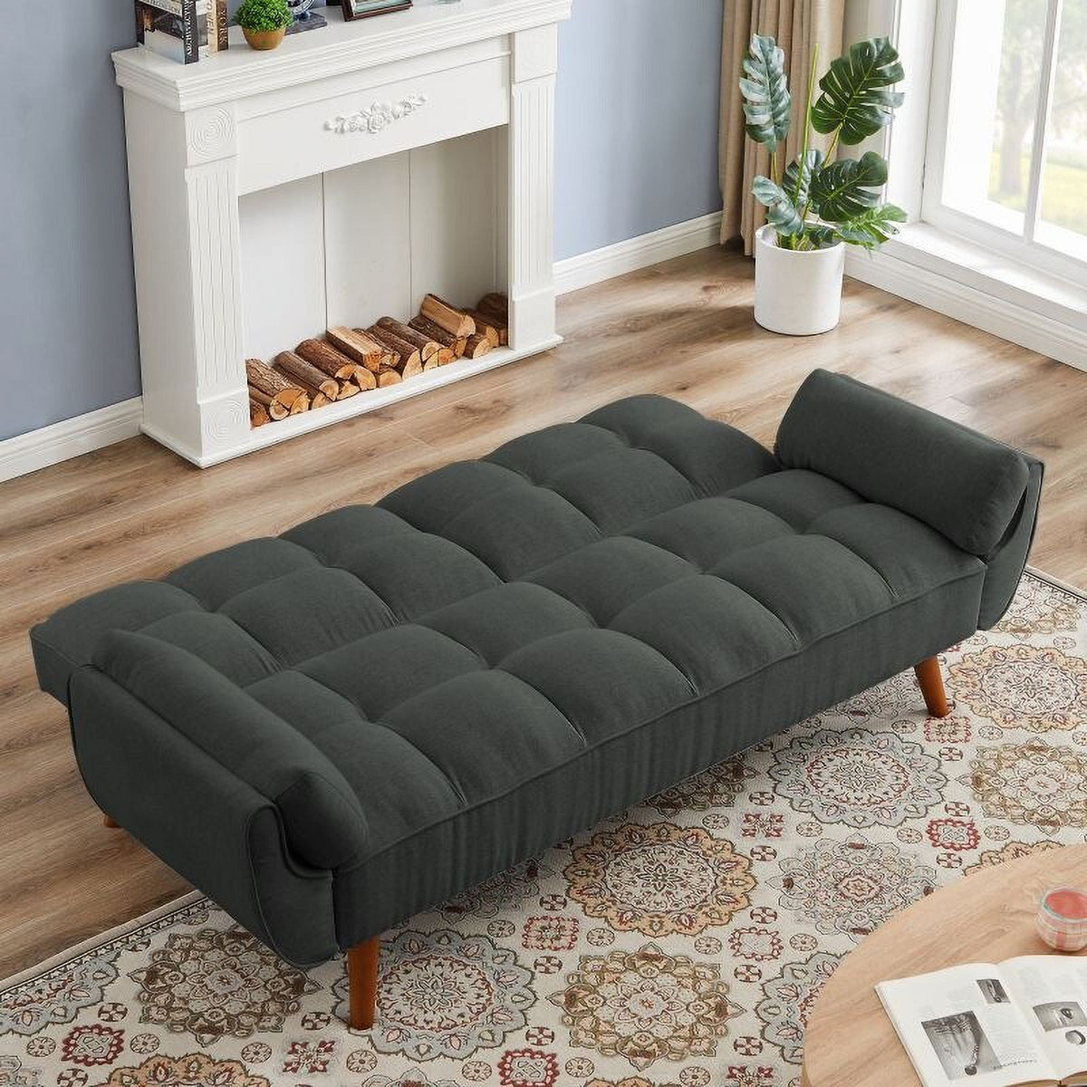 Dark Gray Convertible Sofa Bed with Pillows F972210