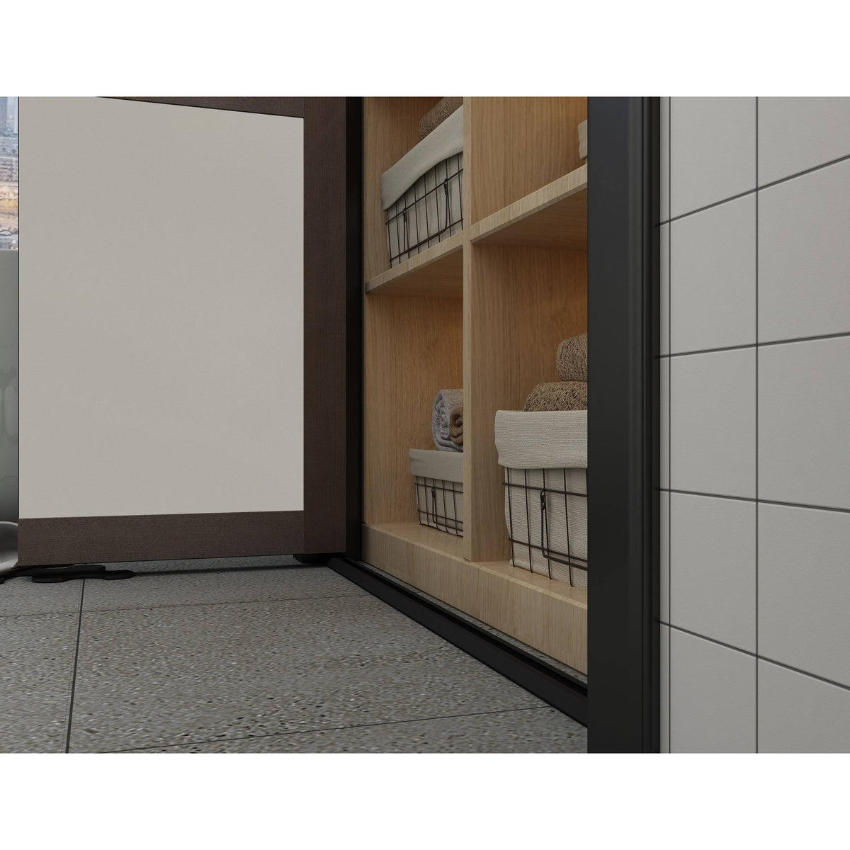 Mocha 1-Lite MDF Wood Frame Frosted Glass Interior Bi-Fold Closet Door F29310