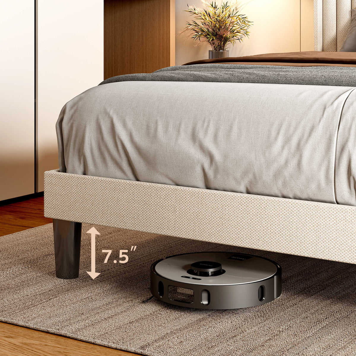 Queen Size Bed Frame with Wingback Headboard U25891