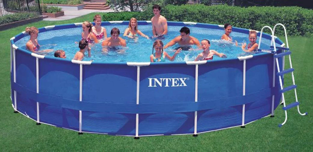 18ft x 48in Round Metal Frame Above Ground Swimming Pool Set with Pump N198