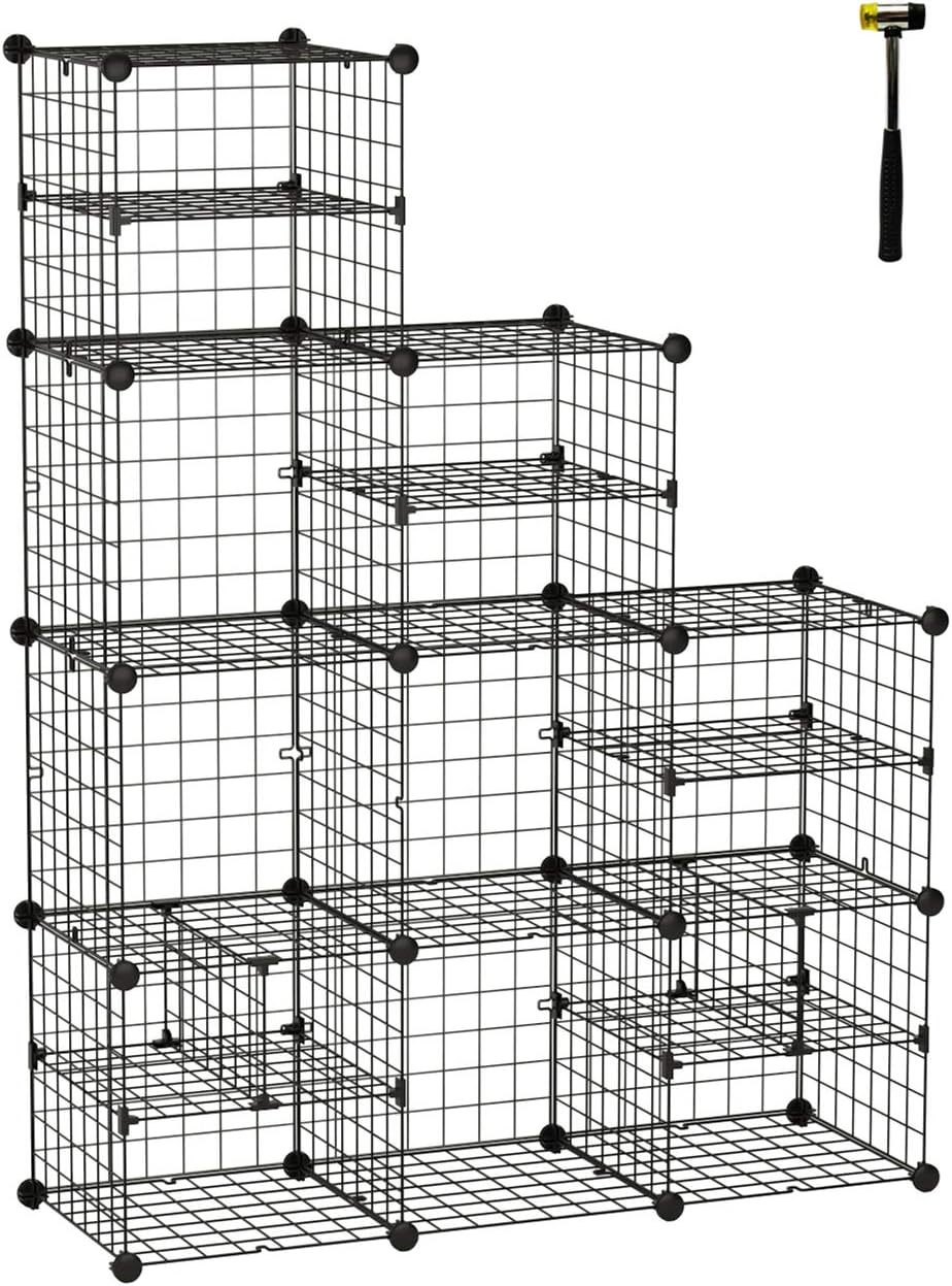 White Pack of 2 Metal Wire Cube Storage Shelves Z171