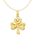 10K Yellow Gold 3-Leaf Clover Pendant Charm with 14K Yellow Gold Rope Chain Necklace 18'' A6041