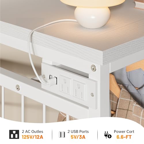 Black 6 Drawer Fabric Dresser with Hanging Rack H5430