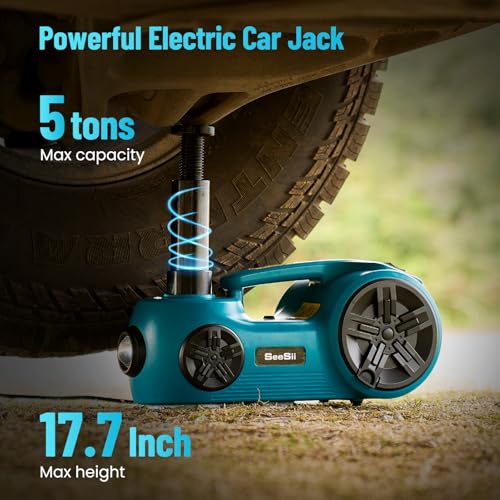 5 Ton 12V Hydraulic Electric Car Jack Kit with Impact Wrench and Tire Inflator Pump V395