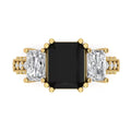 18k Yellow Gold Simulated Diamond Three-Stone Ring SZ 7 W5251