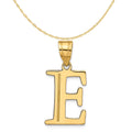 14K Yellow Gold Etched Letter E Initial Pendant Charm with 10K Yellow Gold Rope Chain Necklace 16'' T903499