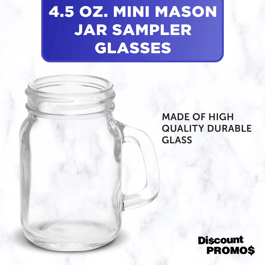 Clear Glass Mason Jar with Handle Set of 10, 4.5 oz C47325