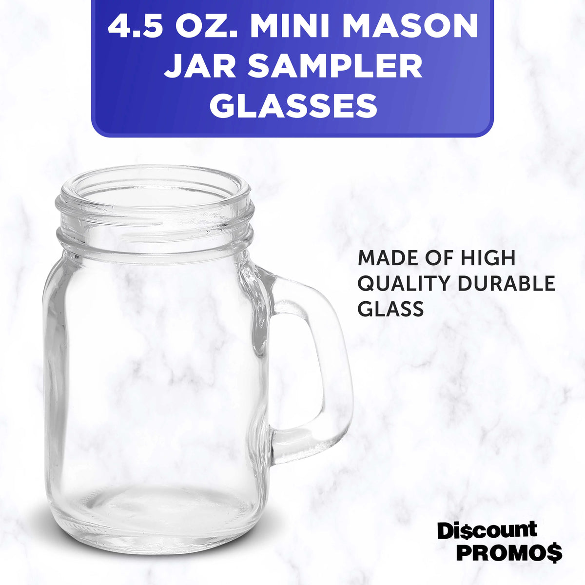 Clear Glass Mason Jar with Handle Set of 10, 4.5 oz C47325