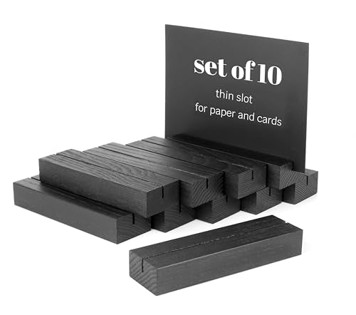 10 Pack Black Wooden Place Card Holder A612