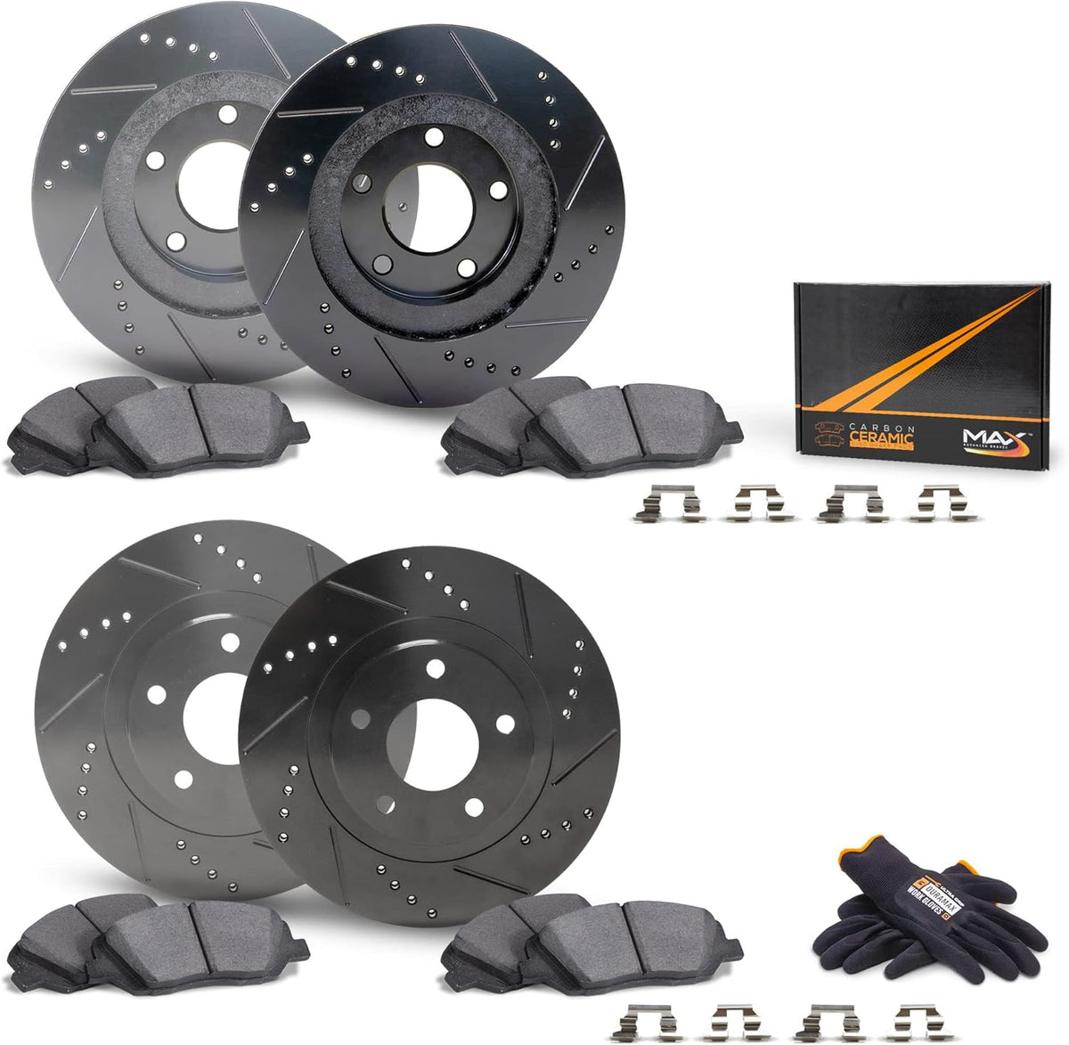 Front and Rear Brake Rotors with Carbon Ceramic Pads D625